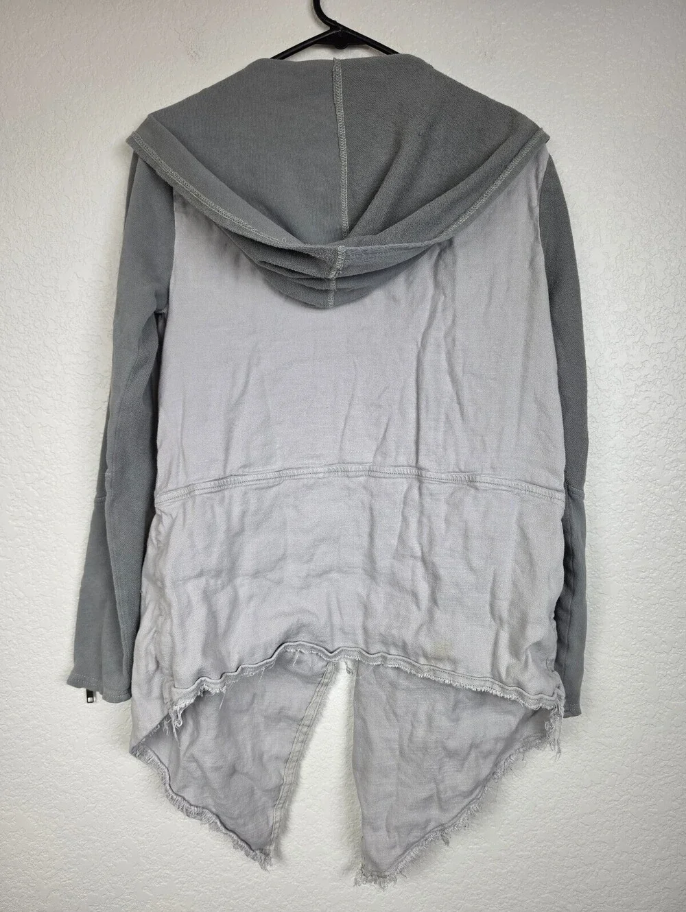 Free People Linen Gray Hooded Cardigan Sweater Small